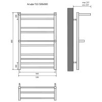Водяной полотенцесушитель Aquatek Альфа П10 500x800 с полкой Черный муар арт-AQ RRP1080BL — фото 14, Водяные полотенцесушители