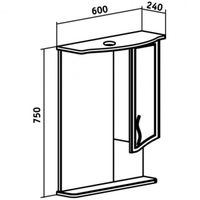 Зеркало со шкафом Runo Севилья 60 R с подсветкой Белое арт-00000000790 — фото 4, Зеркальные шкафы в ванную