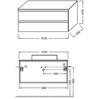 Тумба под раковину Jacob Delafon Madeleine 100 подвесная Серый матовый арт-EB2084-J54 — фото 2, Тумбы под раковину