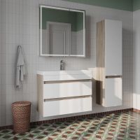 Шкаф пенал Iddis Zodiac 35 подвесной Белый матовый под Дерево арт-ZOD35A0i97 — фото 4, Пеналы для ванной комнаты