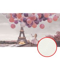 Фреска Ortograf Париж 34143 Фактура флок FLK Флизелин (4,8*2,7) Розовый/Серый/Сиреневый, Город/Люди/Воздушные шары арт-34143 (флок FLK) — фото 1, Фрески