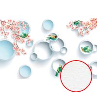 Фреска Ortograf 3D 30739 Фактура бархат FX Флизелин (4,3*2,7) Белый/Розовый/Голубой, Цветы/Птицы/Абстракция арт-30739 (бархат FX) — фото 1, Фрески