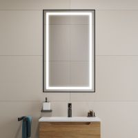 Зеркало BelBagno Kraft 50 с подсветкой Черное с сенсорным выключателем арт-SPC-KRAFT-500-800-SENS-NERO — фото 5, Зеркала в ванную комнату