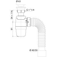 Сифон для раковины Wirquin Neo Air Нержавеющая сталь арт-30987079 — фото 2, Сифоны для раковины