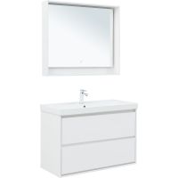 Тумба под раковину Aquanet Милан 100 подвесная Белый глянец арт-336370 — фото 7, Тумбы под раковину