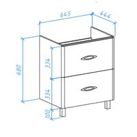 Тумба под раковину Bellezza Джела 70 2 ящика Белая арт-4639811110019 — фото 2, Тумбы под раковину