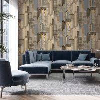 Обои Bruno Zoff Silver Фольга на флизелине (1,06*10,05) Синий, Геометрия арт-60115-4 — фото 3, Обои для стен