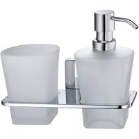 Дозатор для жидкого мыла WasserKRAFT Leine со стаканом для зубных щеток Хром арт-K-5089 — фото 1, Дозаторы