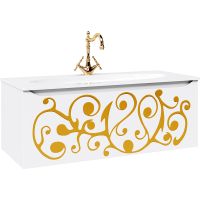 Тумба под раковину Clarberg Elegance 120 подвесная Белая матовая Золото арт-EL0112GL — фото 1, Тумбы под раковину