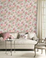 Обои Prima Italiana Carnevale Винил на флизелине (1,06*10) Серый/Зеленый/Розовый, Цветы/Листья арт-80703 — фото 2, Обои для стен