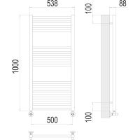 Водяной полотенцесушитель Terminus Альба П16 500х1000 Хром, нижнее подключение, G 1/2" ВР, с комплектом вентилей арт-4670078530455 — фото 4, Водяные полотенцесушители