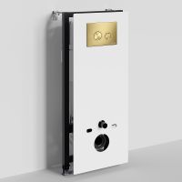 Инсталляция WasserKRAFT Abens для унитаза Белое стекло с клавишей смыва Золото матовое арт-20TLT.010.ME.WH.MG01 — фото 1, Инсталляции для унитазов