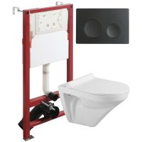 Комплект унитаза с инсталляцией Agger с сиденьем Микролифт и Черной матовой клавишей смыва арт-ATI06100+APB144 — фото 1, Комплекты унитаз + инсталляция