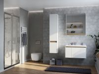 Шкаф пенал STWORKI Стокгольм 32 L 1A227503SG01L подвесной Белый Светлое дерево арт-405958 — фото 5, Пеналы для ванной комнаты