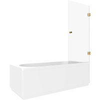 Шторка на ванну STWORKI Ольборг 70 профиль Золото стекло прозрачное арт-583128 — фото 8, Шторки для ванной распашные