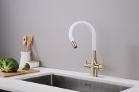 Смеситель для кухни Paulmark Salix Бронза Белый арт-Sa213419-BRw — фото 5, Смесители для кухни