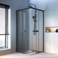 Душевой уголок AM.PM X-Joy 90х90 профиль Черный матовый стекло прозрачное арт-W94G-403-9090-BТ — фото 7, Квадратные душевые уголки