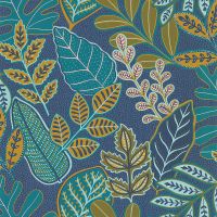 Обои Lutece Les Essentiels Винил на флизелине (0,53*10,05) Бирюзовый/Коричневый/Фиолетовый, Листья арт-51210101 — фото 1, Обои для стен