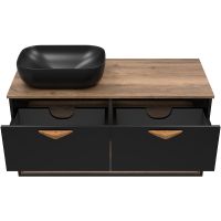 Тумба под раковину Brevita Bergen 105 подвесная Черная матовая Дуб Галифакс олово арт-BER-07105-19-02-2Я — фото 7, Тумбы под раковину