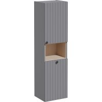 Шкаф пенал Vitra Root Groove 40 R подвесной с бельевое корзиной Серый матовый арт-69102 — фото 1, Пеналы для ванной комнаты