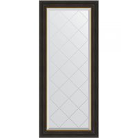 Зеркало Evoform Exclusive-G 124х54 с гравировкой в багетной раме - Черное дерево с золотом 71 мм арт-BY 4530 — фото 1, Зеркала в ванную комнату