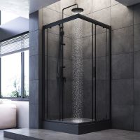 Душевой уголок AM.PM Gem 90х90 профиль Черный матовый стекло прозрачное арт-W90G-403-090BT — фото 2, Квадратные душевые уголки