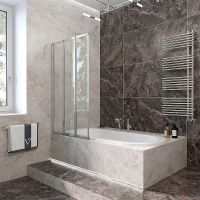 Шторка на ванну Veconi Palau 120 L профиль Хром стекло прозрачное арт-PL73L-120-01-19C4 — фото 2, Складные шторки для ванной