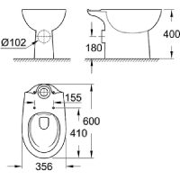 Унитаз компакт Grohe Bau Ceramic без бачка и сиденья арт-39349000 — фото 4, Напольные унитазы