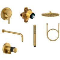 Душевая система Kludi Bozz Золото брашированное арт-38736N076 — фото 1, Встраиваемые душевые комплекты