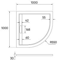 Душевой поддон из искусственного камня Veconi Tezeo 100x100 Белый арт-TZ05-100PL-01-19C3 — фото 3, Душевые поддоны из искусственного камня