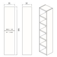 Шкаф пенал Creto Tivoli 35 Белый арт-50-1035W — фото 2, Пеналы для ванной комнаты