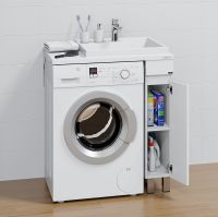 Тумба под раковину СанТа Марс 80 Белая Светлое дерево арт-700356 — фото 7, Тумбы под раковину