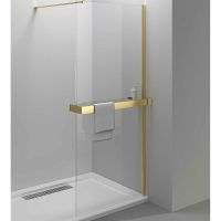 Душевая перегородка Vincea Walk-In HR 90 профиль Брашированное золото стекло прозрачное арт-VSW-4HR900CLG — фото 1, Душевые перегородки