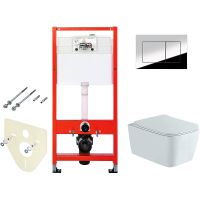 Комплект унитаза Aquatek Либра New AQ1148N-00 с инсталляцией Tece Profil 9400412 с сиденьем Микролифт и клавишей смыва Хром глянцевый арт-AQ1148N-00+9400412 — фото 1, Комплекты унитаз + инсталляция