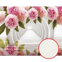 Фреска Ortograf 3D 33205 Фактура флок FLK Флизелин (3,4*2,7) Белый/Розовый, Цветы/Абстракция арт-33205 (флок FLK) — фото 1, Фрески