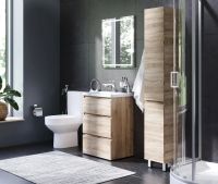 Товар: Комплект душевого уголка AM.PM Gem с поддоном с мебелью с унитазом с комплектом смесителей с душевым гарнитуром и аксессуарами арт-UK91SA - фото 8 Комплект душевого уголка AM.PM Gem с поддоном с мебелью с унитазом с комплектом смесителей с душевым гарнитуром и аксессуарами арт-UK91SA — фото 8, Душевые уголки четверть круга