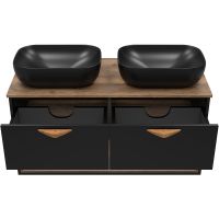 Тумба под раковину Brevita Bergen 105 подвесная Черная матовая Дуб Галифакс олово арт-BER-07105-19-02-2Я — фото 9, Тумбы под раковину