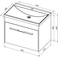 Тумба под раковину Aquanet Августа 75 подвесная Белый глянец арт-274144 — фото 4, Тумбы под раковину