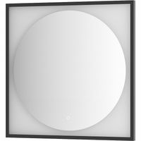 Зеркало Defesto Eclipce 80х80 с подсветкой 18W-3000К/в багетной раме/Сенсорный выключатель/Теплый белый свет/Черная рама арт-DF 2233S — фото 1, Зеркала в ванную комнату
