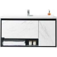 Тумба с раковиной Orans BC-0903 100 подвесная Dark grey White marble арт-9031000 — фото 1, Тумбы с раковиной