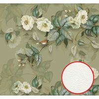 Фреска Ortograf Цветы 6736 Фактура флок FLK Флизелин (2,9*2,7) Зеленый, Цветы/Птицы арт-6736 (флок FLK) — фото 1, Фрески