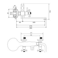 Смеситель для ванны WesnaArt Rassvet универсальный Хром арт-RAS02-320 — фото 3, Смеситель для ванны