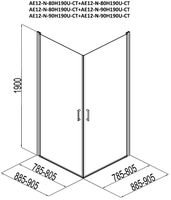 Душевой уголок Aquanet Cinetic AE12-N-80H190U-CT-2 шт 80х80 профиль Хром стекло прозрачное арт-254234 — фото 3, Квадратные душевые уголки