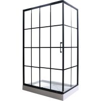 Душевой уголок Ceruttispa Muza 120x80 профиль Черный стекло прозрачное с рисунком арт-MUZA120 — фото 1, Прямоугольные душевые уголки