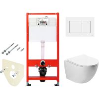 Комплект унитаза SantiLine SL-5005 с инсталляцией Tece Base 9400413 с сиденьем Микролифт и Белой клавишей смыва арт-SL-5005+9400413 — фото 1, Комплекты унитаз + инсталляция