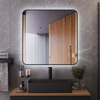 Зеркало Bond Loft 80x80 с подсветкой Черное глянцевое с бесконтактным выключателем арт-M35ZE-8080 — фото 2, Зеркала в ванную комнату