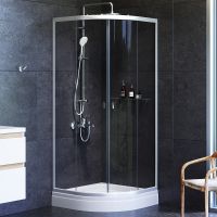 Душевой уголок AM.PM X-Joy Twin Slide 80х80 профиль Хром матовый стекло прозрачное арт-W88G-205-080MT64 — фото 1, Душевые уголки четверть круга