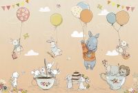 Фреска детская Ortograf Для самых маленьких 33714 Фактура флок FLK Флизелин (4*2,7) Бежевый/Разноцветный, Животные/Воздушные шары арт-33714 (флок FLK) — фото 2, Фрески