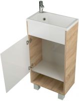 Товар: Тумба с раковиной 1MarKa Lira 40Н L Дуб сонома Белый глянец арт-У85922 - фото 2 Тумба с раковиной 1MarKa Lira 40Н L Дуб сонома Белый глянец арт-У85922 — фото 2, Тумбы с раковиной