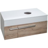Тумба под раковину Runo Вудлайн 85 подвесная Белая Крафтовый дуб арт-00-00001344 — фото 1, Тумбы под раковину